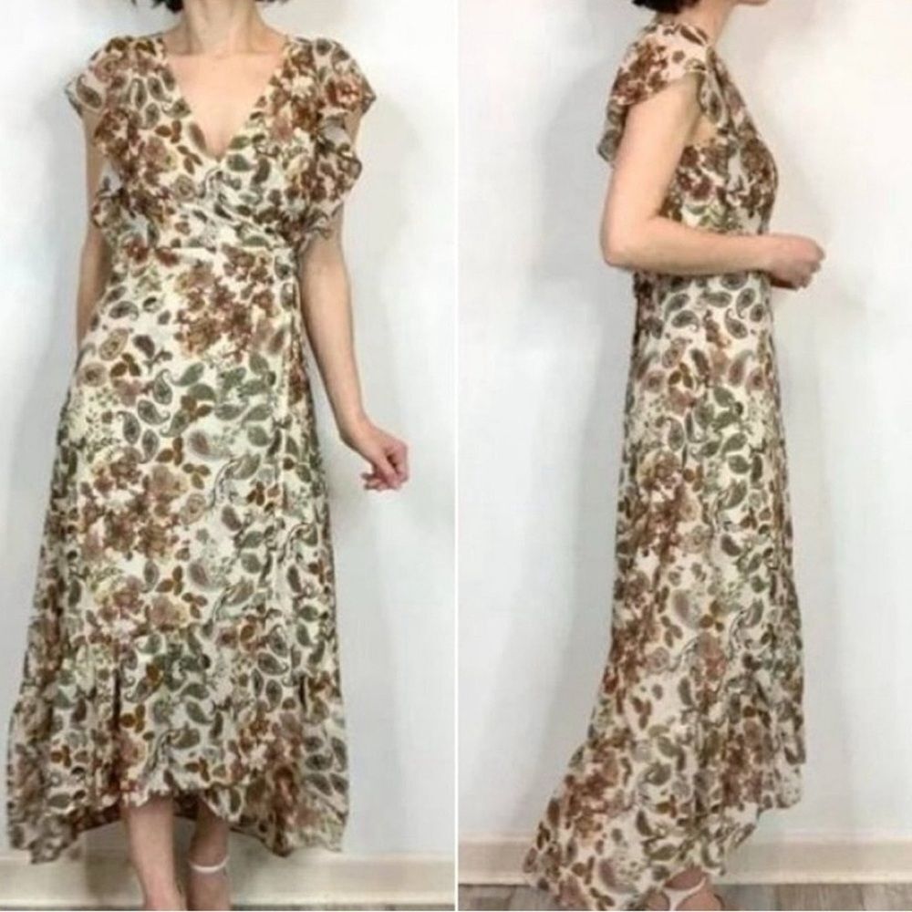 Anthropologie x DREW Terra Vintage Garden Wrap Dress Sz S